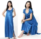 Satin Soft & Attractive Nightdress for Women & Girls , Blue 