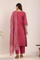 Designer Kurti Pant Jacket Dupatta Set for Women 