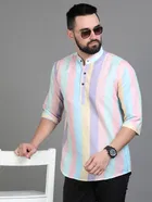 Cotton Blend Printed Kurta for Men 