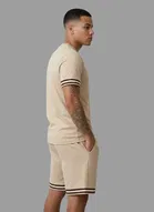 Polyester Printed Co-Ord Set for Men, Beige 
