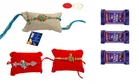 Combo of Metal 2 Pcs Rakhi, 4.5 Inch Plate, Greeting card, Roli & Chocolate 