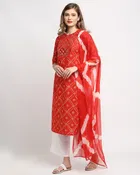 Cotton Cambric Embroidered Kurta Set for Women 
