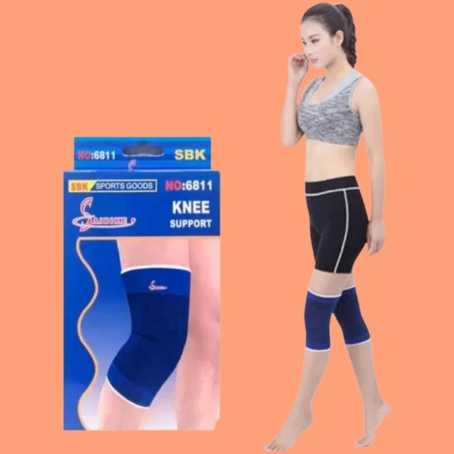 Polyester Solid Knee Sleeves for Women (Blue, Set of 1)