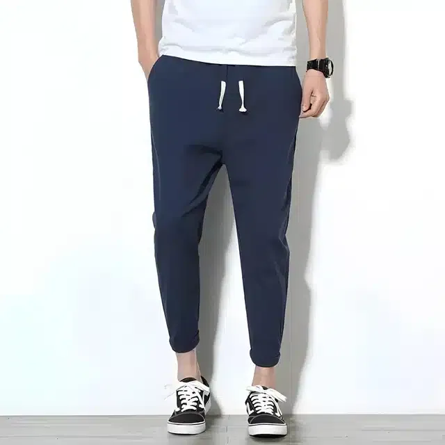 Polycotton Solid Trackpant for Men (Navy Blue, XL)