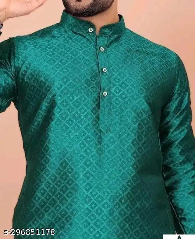 Full Sleeves Kurta for Men (Turquoise, S)