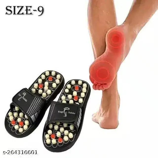Acupressure Massager Slipper (Black, 9)