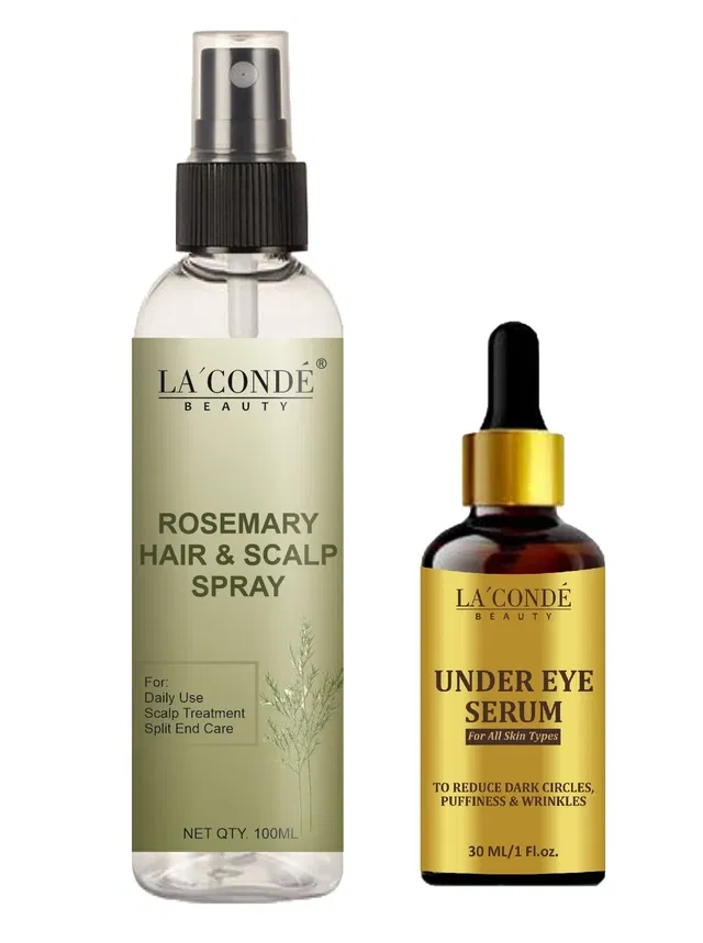 La'Conde Beauty Natural Rosemary Water Hair Spray (100 ml) with Under Eye Serum (30 ml) (Set of 2)