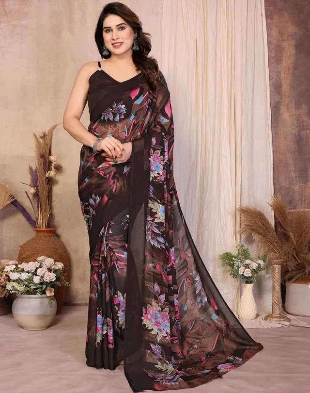Bollywood Saree for Women (Brown)