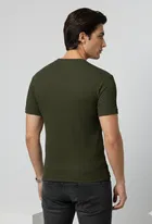 Polyester Round Neck T-shirt for Men, Olive 