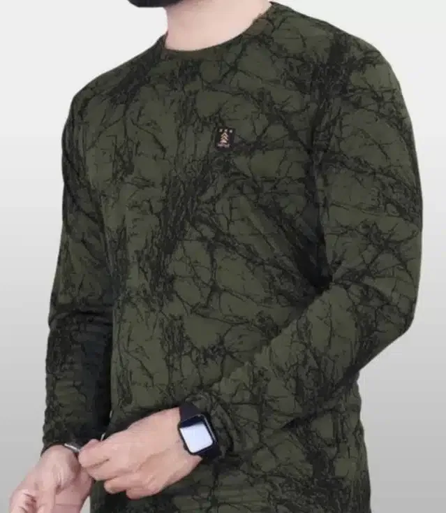 Full Sleeves Printed Men T-Shirt (Green, XL)