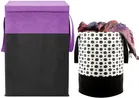 Canvas Laundry Basket,Purple & Black,  