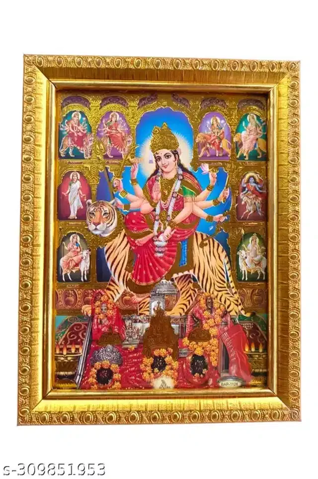 Shiva Parvati Idol Wall Photo Frame (Multicolor, 5x7 Inches)