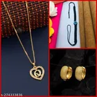 Combo of Alloy Pendant with 1 Pair Earrings & Thread Bracelet for Women 