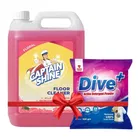 Captain Shine Floor Cleaner 5 L (Floral) + Diveplus Active Detergent Powder 500 g