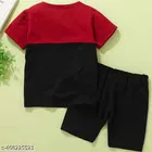 Premium Quality Cotton Blend Clothing Set for Boys, Red & Black 