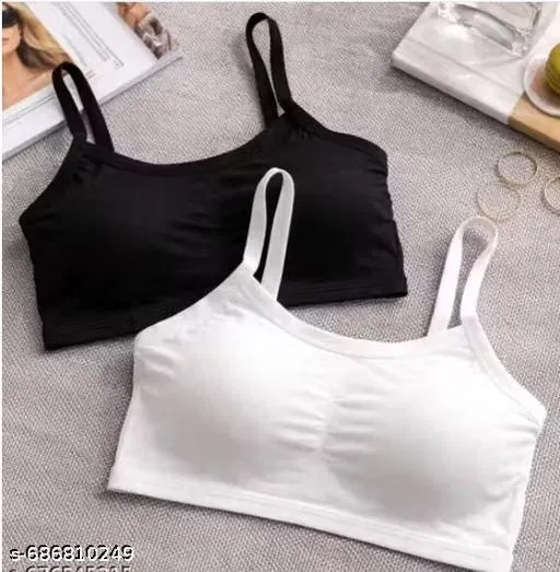 Cotton Short Bralette for Women, Pack of 2 (Multicolor, 30A)