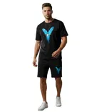 Polyester Printed Co-Ord Set for Men, Black 