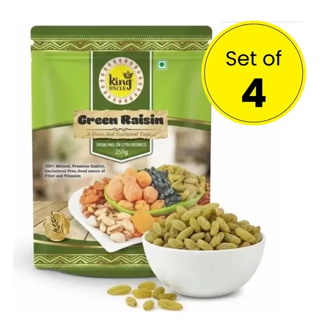 किंग अंकल हरी किशमिश/रेज़िन्स 4X250 g (सेट ऑफ 4)