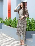 Cotton Printed Women's Kurta with Pant Set 