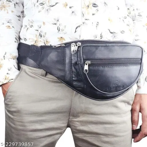 Leather Waist Bag for Men (Black)
