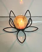 Metal Decorative Moroccan-Style Candle Holder (Black, Pack of 1)