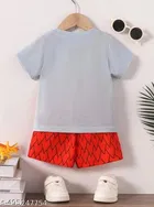 Hosiery Cotton Printed Clothing Set for Kids, Grey & Orange 