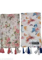 Chiffon Scarves for Women, White, Pack of 2