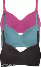 Cotton Blend Lightly Padded Full Coverage Non-Wired Bra for Women 