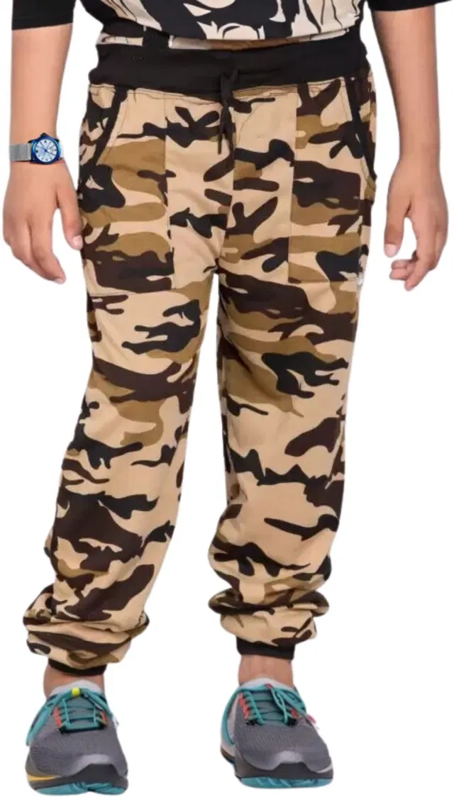 Cotton Blend Regular Fit Trackpants for Boys & Girls (Brown, 7-8 Years)