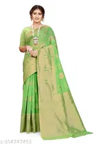 Linen Zari Woven Saree for Women 