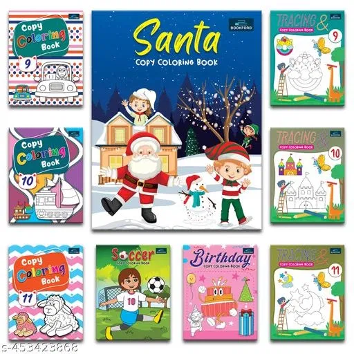 Copy Coloring Books For Kids – Set of 9 | Tracing Copy Coloring, Santa, Birthday Themes & Many More Fun Learning Activities | Educational Activity Books for Toddlers and Preschoolers