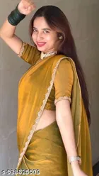 Georgette Embroidered Saree For Women, Yellow