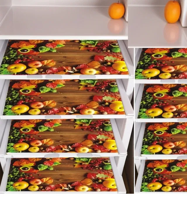PVC Fridge Mat (Multicolor, Pack of 4)