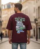 Cotton Printed T-Shirt for Men, Maroon 