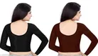 Lycra Ready Made Blouse for Women, Maroon & Black, Pack of 2 