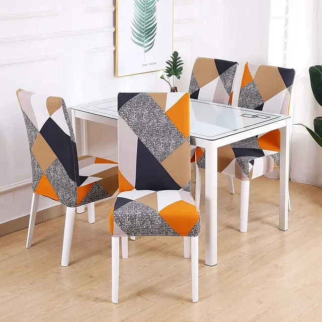 Homwatica Multicolor Abstract Printed Elastic Chair Cover 50X65Cm Pack Of 4