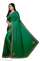 Georgette Embellished Saree For Women, Green