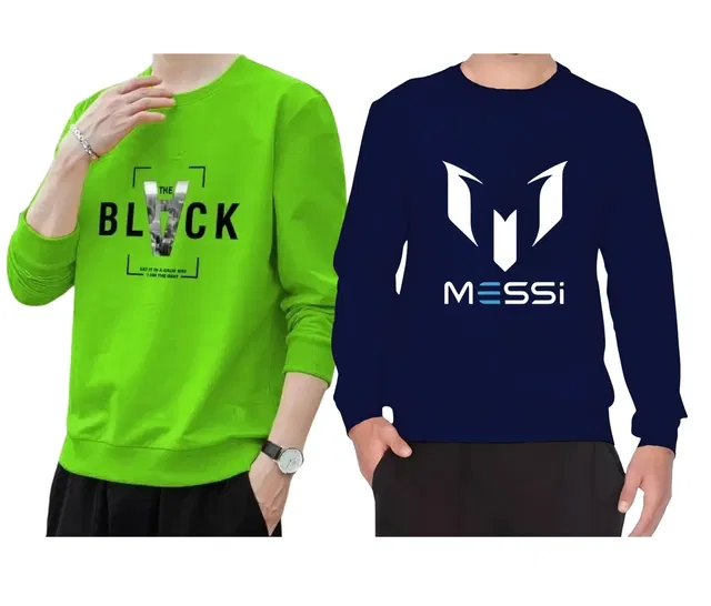 Cotton Blend Round Neck T-Shirts for Men (Multicolor, L) (Pack of 2)