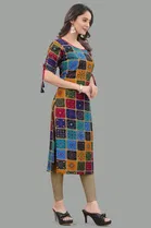 Rayon Block Print Short Kurti for Women 