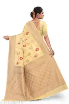 Cotton Linen Zari Woven Saree for Women 