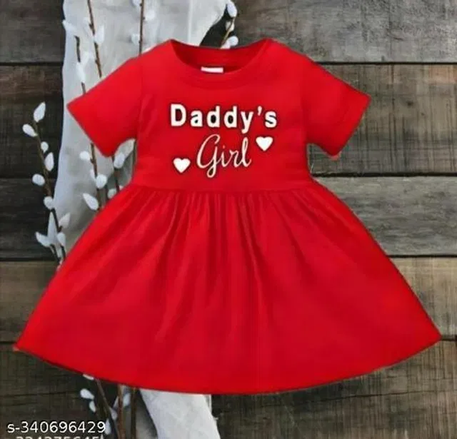 Cotton Blend Frock for Girls (Red, 4-5 Years)