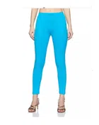 Cotton Blend Solid Leggings for Women (Blue, Free Size)