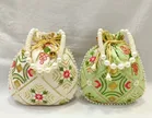 Handcrafted Embroidered Silk Potli Bag, Multicolour, Pack of 2