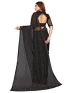 Net Solid Saree for Women 