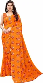 कनूड़ा फैंसी विमेंस जॉर्जेट फ्लावर प्रिंटेड साड़ी 