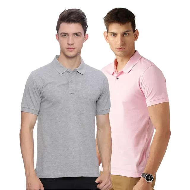 Polo T-shirts for Men, Pack of 2 (Multicolor, M)