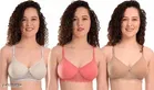 Cotton Blend Solid Bra for Women & Girls, Multicolour, Pack of 3 