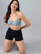 Cotton Blend Solid Lingerie Set for Women 