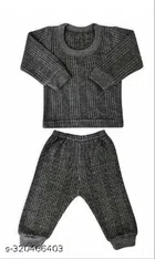 Cotton Thermal Set for Kids (Dark Grey, 0-3 Months)