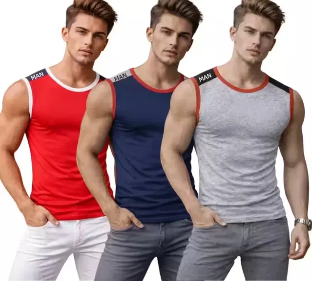 Cotton Jym Vest for Men, Multicolour, Pack of 3 (XXL)
